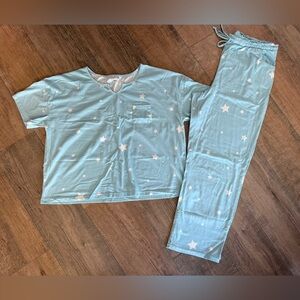 LuLaRoe Women's Starry Pajama Set - Sky Blue and White